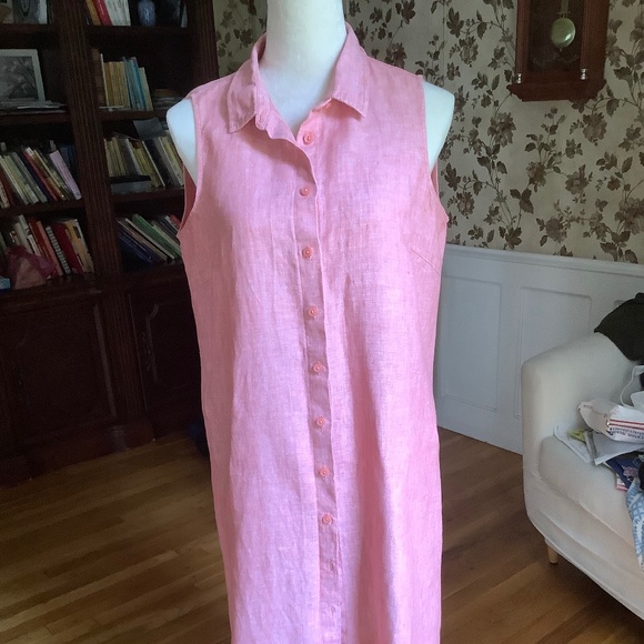 Garner Hill Classic Linen Shirt Dress Red Size 8 - Picture 1 of 5